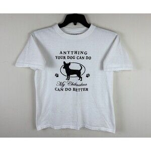 Vintage Y2K Chihuahua Graphic Humor T-Shirt / White / Size Medium